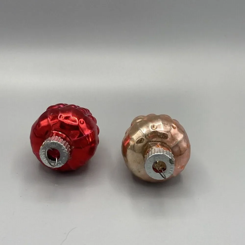 2 Vintage Shiny Brite Grapes Christmas Ornaments Pink And Red Holiday Tree